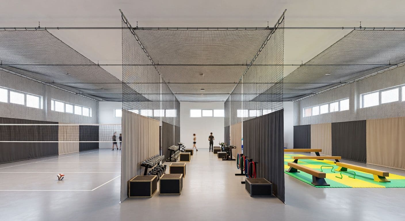 Разделительные сетки с тканью для спортзала: практичное решение для зонирования пространства